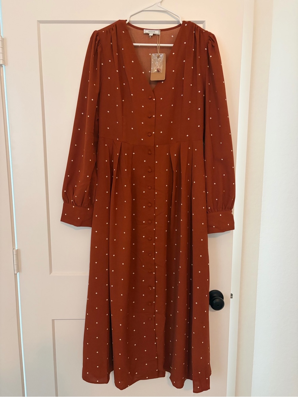 RIHOAS Rust Red Polka Dot Midi Dress